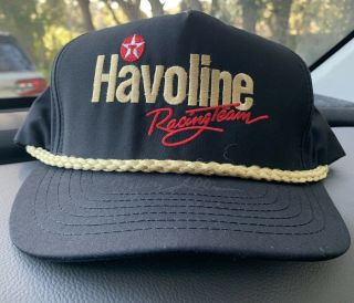 Vintage Havoline Racing Team Snap Back Hat W/ Davey Allison Autograph On Bill