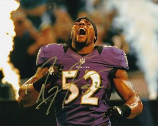 Ray Lewis Signed Autograph 8 X 10 Photo Baltimore Ravens