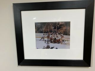 Mike Eruzione Signed Autograph 8x10 Photo Usa Hockey 1980 Miracle On Ice Framed