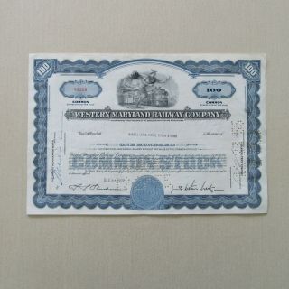Vintage Stock Certificate Of Western Maryland Railway Company,  Dec 8,  1955