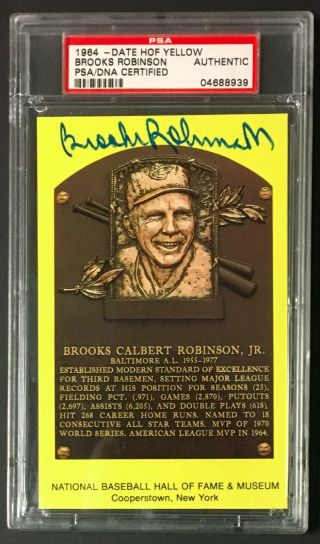 Brooks Robinson Autographed Baseball Signed Hof Vintage Plaque Postcard Psa Dna