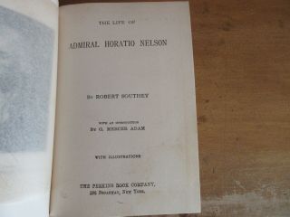Old LIFE OF ADMIRAL HORATIO NELSON Leather Book ROYAL NAVY BATTLES BRITISH SHIPS 2