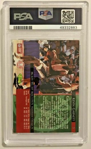 Kevin Garnett 1995 Classic ROOKIE card 5 PSA 9 Timberwolves NBA Basketball 2
