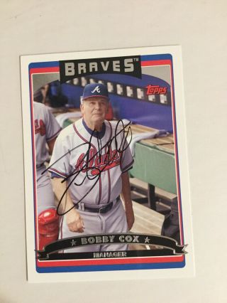 Bobby Cox Autographed Signed Auto Atlanta Braves Hall Of Fame Hof Topps