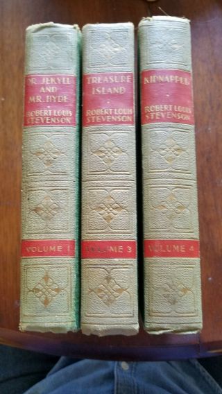 Robert Louis Stevenson Books 5 Vol.  1,  2,  3,  4 & 8 Treasure Island,  Etc.  Photos