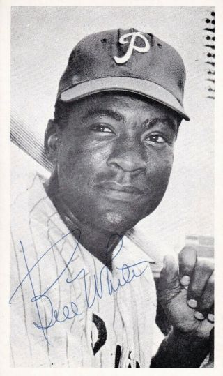 Bill White Autograph Signed 1960s Phillies Team Issue Photo Card