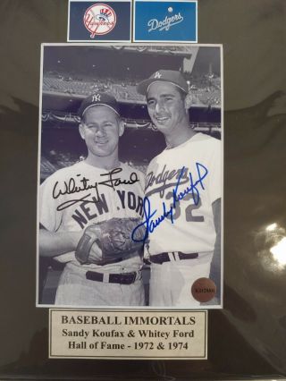 Autographed Ford,  Koufax 5x7 Matted To 8x10 B&w Photo With