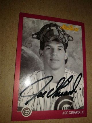 Joe Girardi 1991 Leaf Studio Signed Card Cubs Phillies Yankees Ip Auto