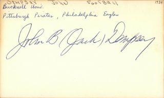 John Dempsey Signed Index Card 3x5 Autographed Eagles Steelers Bucknell 69031