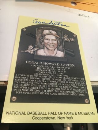 Don Sutton Los Angeles Dodgers Signed Hall Of Fame Postcard