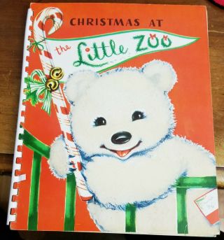 Vintage 1950 ' s Christmas At The Little Zoo Children ' s Book W/Box By Charlot Byj 2