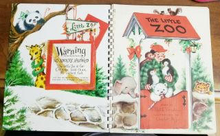 Vintage 1950 ' s Christmas At The Little Zoo Children ' s Book W/Box By Charlot Byj 3