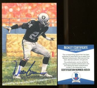 Willie Brown Signed Goal Line Art Card Glac Autographed Raiders Beckett H05131