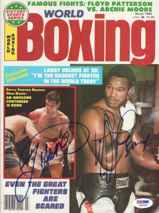 Larry Holmes & Gerry Cooney Autographed Signed Boxing World Cover Psa Q95660