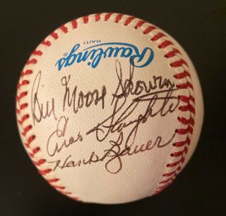 Enos Slaughter,  Moose Skowron & Hank Sauer Autographed Mlb Baseball - Ny Yankees
