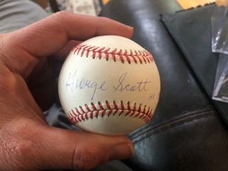 George Scott Boston Red Sox Signed Baseball With Stats Handwritten By George