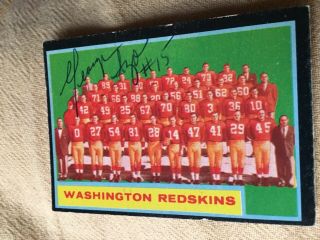 Signed 1962 Topps 175 Washington Redskins Team Card George Izo Qb