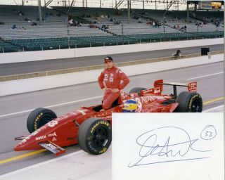 Michele Alboreto Signed Index Card With A 1996 Qualification Photo - Indy Signed