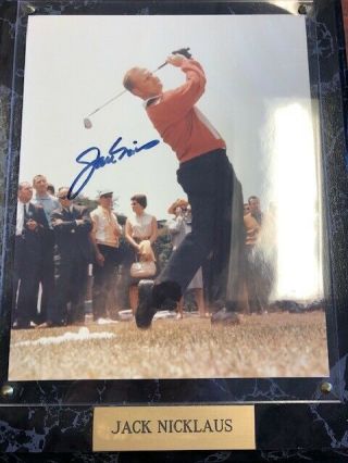 Jack Nicklaus Autographed Signed Pga Golf Photo - Mounted With Plaque