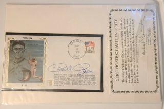 Pete Rose Signed Z - Silk Cachet Envelope Set Breaks Ty Cobb Hit Record 9/11/85