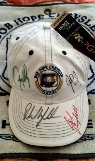 Bob Hope Chrysler Classic Autographs Pga Tour Phil Mickelson Justin Leonard Hat,