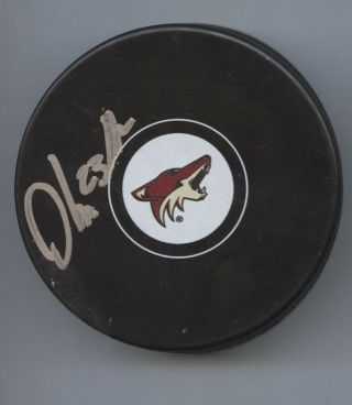 Oliver Ekman - Larsson Signed Arizona Coyotes Hockey Puck W/