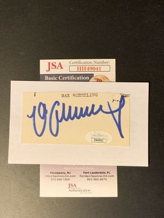 Max Schmeling Signed Cut On Index Card Autographed Boxing Hof Jsa Auto