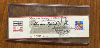 1997 National Baseball Hall Of Fame Ticket Autographed By Harmon Killebrew