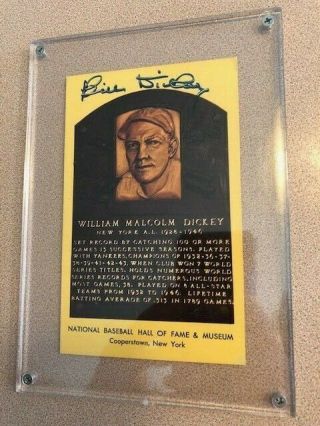 Bill Dickey Autographed Signed Hof Plaque Postcard York Yankees Baseball Mlb