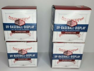 Ballqube Grandstand Baseball Display Case Box - Uv Protected - Set Of 4