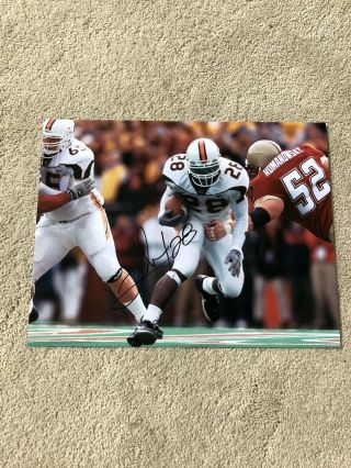 Clinton Portis Miami Hurricanes Football Signed 8.  5 By 11 Photo Nfl