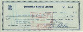 Bill Terry (1998 - 1989) Signed Check Authentic Autograph Baseball Hof.