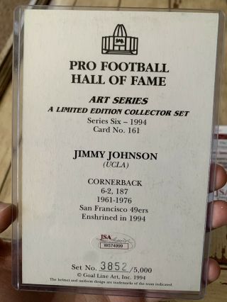 Jimmy Johnson Autographed/Signed Goal Line Art Photo JSA San Francisco 49ers 3