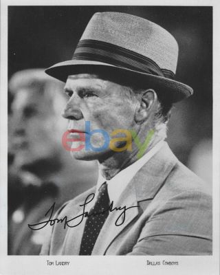 Tom Landry Dallas Cowboys Coach Nfl Football Hofer Autographed 8x10 Photo Reprin