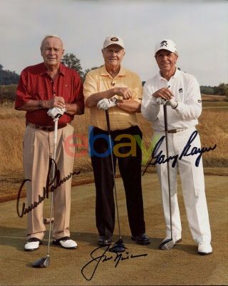 Arnold Palmer Jack Nicklaus & Gary Player Signed 8x10 Photo Reprint
