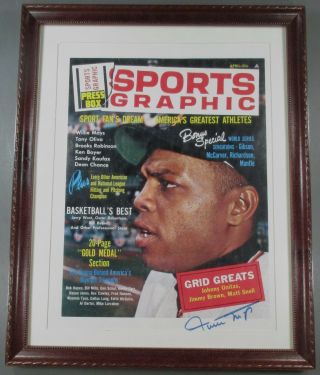 Framed Sports Graphic Press Box Willie Mays Cover Autograph Signed 15 " X 12 "