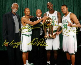 Kevin Garnett Paul Pierce Allen Bill Russell Celtics Signed Photo Auto Reprint