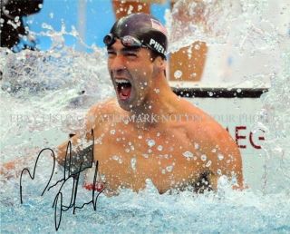 Michael Phelps Signed Autograph 8x10 Rpt Photo Olympics Gold Medal Celebration