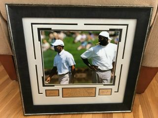 Tiger Woods Michael Jordan Framed Golf Picture With Engraved Autographs