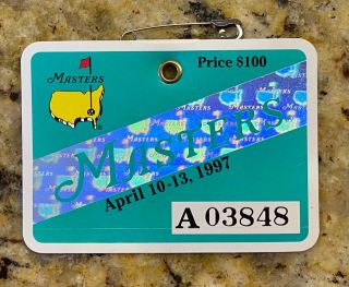 1997 Masters Augusta National Golf Club Badge Ticket Tiger Woods Wins 1st Of 5