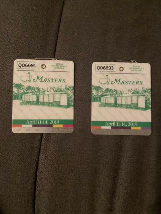 (2) Tiger Woods 2019 Masters Badge Augusta National Golf Club Great Shape Angc