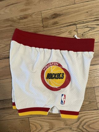 VTG Game Worn Sand Knit 1987 Houston Rockets NBA Basketball Shorts 34 sampson 5