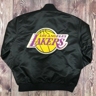 Vintage Starter Nba La Los Angeles Lakers Black Satin Jacket Size Large