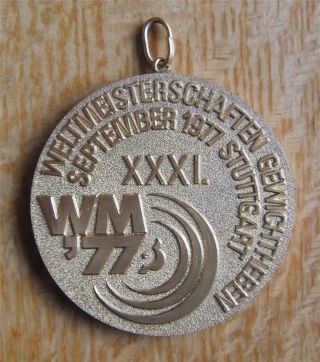 Gold Winner ' s Medal World Weightlifting Championships 1977 Stuttgart XR in case 6