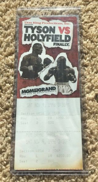 Mike Tyson Vs Evander Holyfield Fight Ticket Mgm Grand 1996 Heavyweight Title