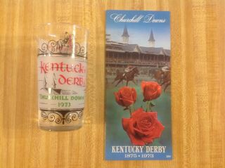 Churchill Downs Triple Crown Secretariat 1973 Kentucky Derby Program & Glass