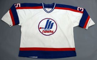 Vintage Moncton Hawks AHL Game Worn Fight Strap Minor Hockey CCM Jersey Mens 52 2