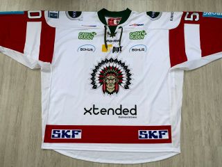 Frölunda Hc Sweden Game Worn Issued Ice Hockey Goalie Jersey Bauer 50 Bergvik