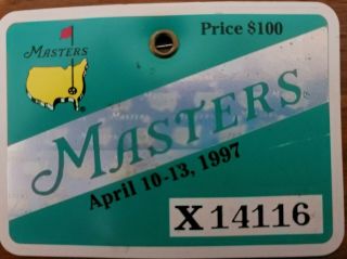 1997 Tiger Woods 1st Masters Win Badge Ticket