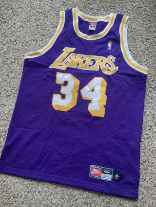 Rare Size 44 Authentic Nike Purple Los Angeles Lakers Shaquille O’neal Jersey